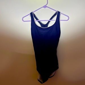 Speedo racer back one piece swimsuit. Women’s size S. Navy w/ white trim.